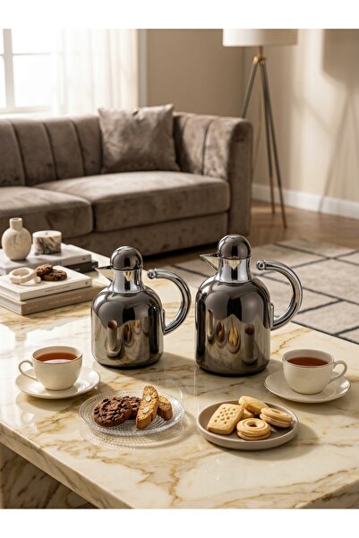 Generic Luxury Silver Stainless Steel Tea and Coffee Set - Modern Design