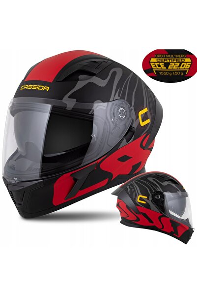 Cassida Casca moto Orbit XS Mat Red cu ochelari de protecție, interfon și Pin...