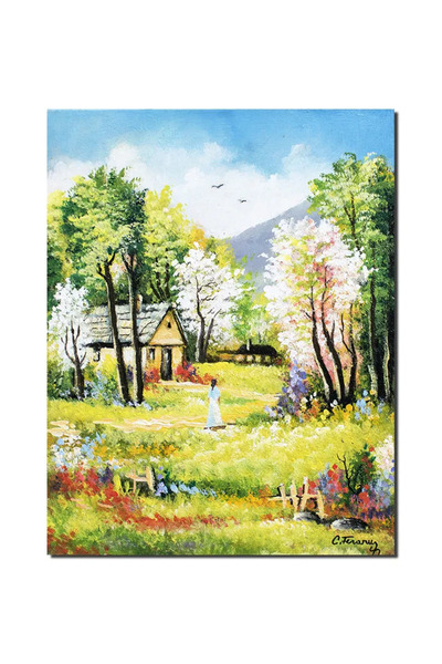 artnova Hand-painted landscape painting with flowering trees, A wonderful day...