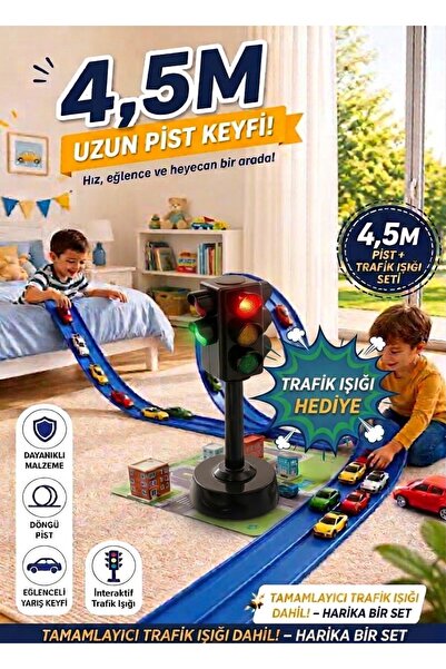 Hyd Go Track 4,5 Metre Esnek Yarış Pisti ve Sesli Işıklı Oyuncak Trafik Lamba...