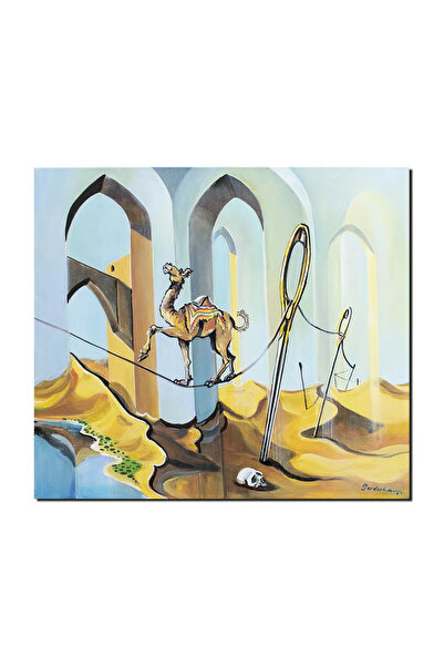 artnova Ръчно рисувана сюрреалистична картина на камила, Акробатика, 80x70 см...
