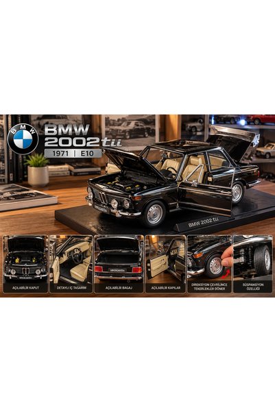 Cici Oyuncak BMW 2002 Tii E10 1971 Model 1:24 Metal Diecast Model Araba Açılı...