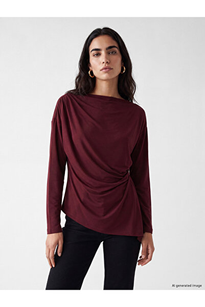 LC Waikiki Rmz Gi̇yi̇m Farkiyla Wide Roba Collar Gathered Blouse