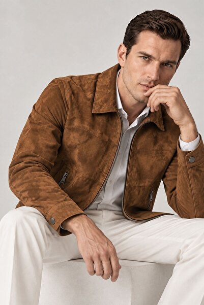 Deriderim Lorenzo Taba Unlined Genuine Suede Leather Jacket