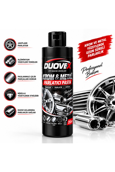 DUOVEX kROM&METAL PARLATICI PASTA 250 ml (kromlarınıza halettiği parlaklığı v...
