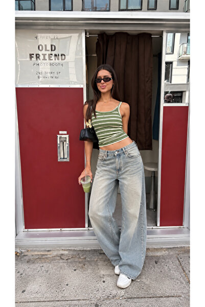Messy Girls Women's Low Waist Barrel Jean Pants Light Blue Wide Leg Casual Ba...