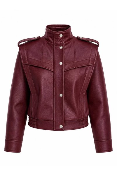 FMN Moda Design Padded Fabric Detail Brand Equivalent Premium Series Lined Pocket Snap Closure Thick Buckle Pininterest Leather Jacket Coat