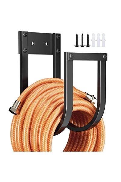 Generic Brand Set de 2 suporturi de perete pentru furtun, suport metalic de p...