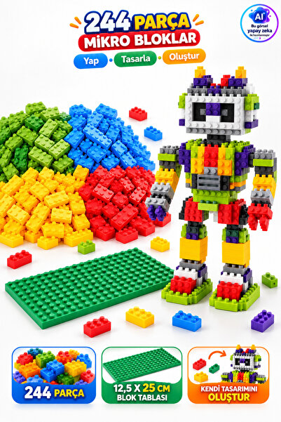 YILDIRIM OYUNCAK 244 Parça Mikro Yapı Blok ve Tasarım Seti - 12,5x25 cm Blok ...