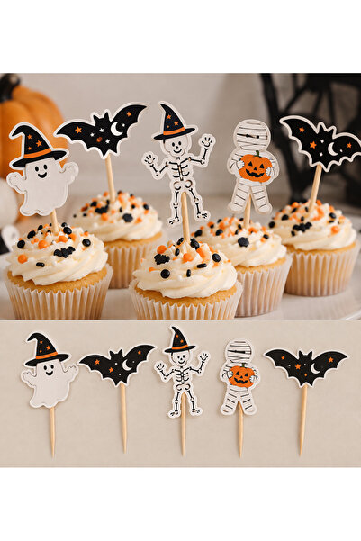 Dijital Nostal Halloween Temalı Cupcake Süsü – 5’li Set