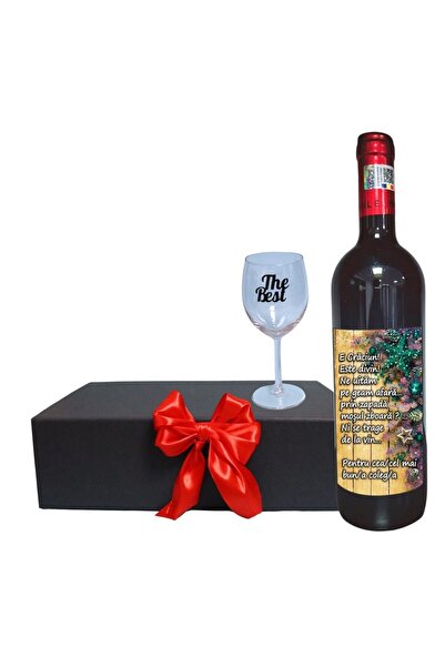 OEM Set cadou de sărbători pentru coleg, Cutie de vin cu sticlă și pahar, 35x...