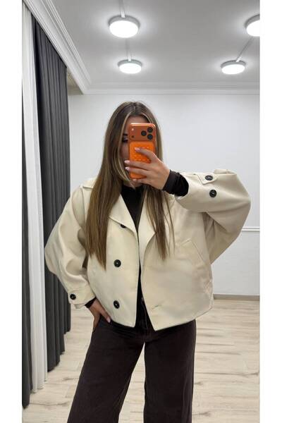 ALVOR Kadın Oversize Astarlı Kısa Trençkot