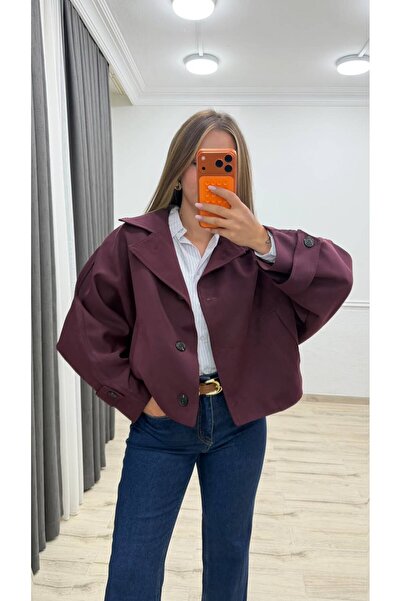 ALVOR Kadın Oversize Astarlı Kısa Trençkot