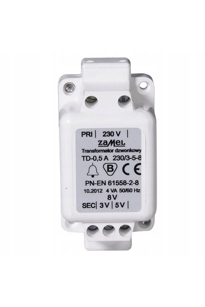 ZAMEL Transformator sonor de suprafață, TD-230V/3-5-8V, Alb