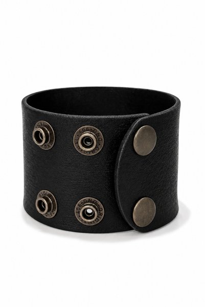 NARKİSSOS Handcrafted Black Men's Leather Bracelet