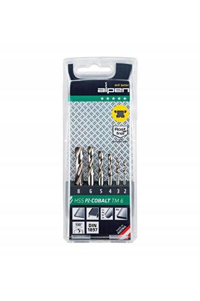 Alpen Set de 6 burghie elicoidale pentru metal HSS-E fi2.0-8.0