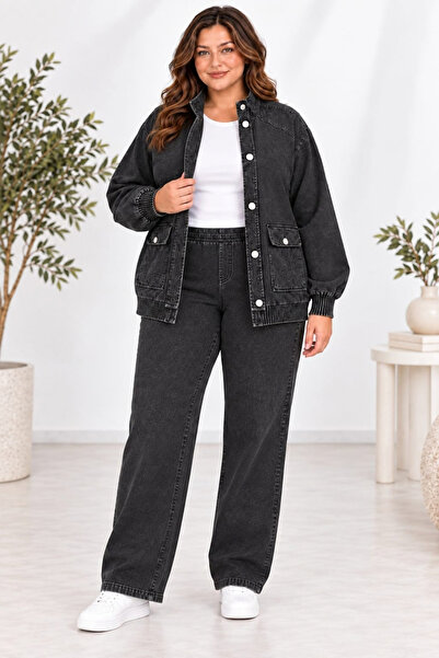 CEDY DENIM Women's Elastic Waist Cord Adjustable Piece-Dye Wide Leg Jacketed ...