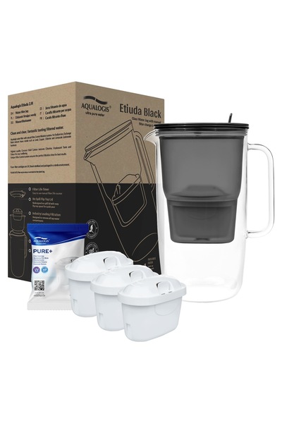 Aqualogis DZBANEK STICLĂ FILTRANTĂ NEAGRĂ ETIUDA + 3 PURE+