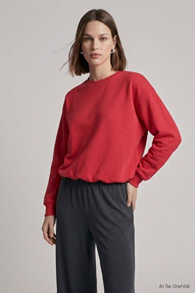 Rays Beli Lastikli Crop Sweatshirt 979 Kırmızı