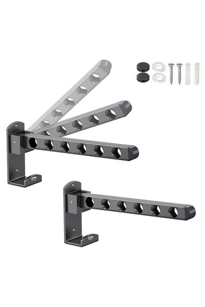 Generic Brand Suport pliabil pentru haine din 2 piese, cu 6 orificii, cu șuru...