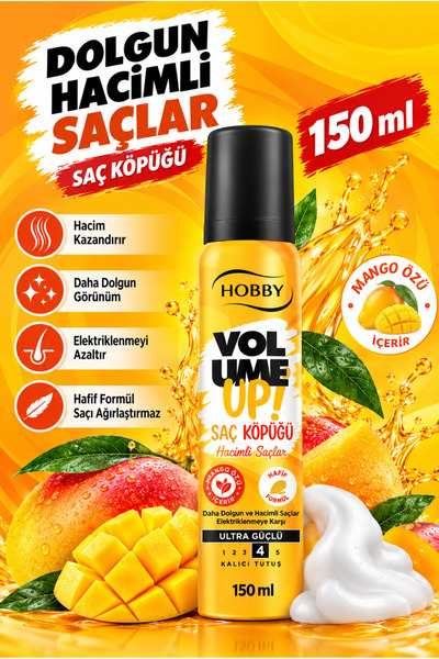 Hobby Volume Up Saç Köpüğü 150 ml Dolgun ve Hacimli Saçlar