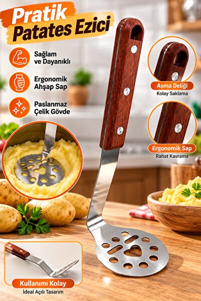 HARWELL Stainless Steel Potato Masher with Wooden Handle
