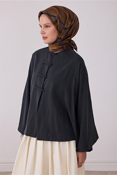 Belli Eșarfă bej cu model geometric, 100% mătase twill 4424-05