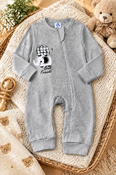 Newteam Unisex Βρεφική φόρμα με μακριά μανίκια και φερμουάρ, βαμβακερή με στά...