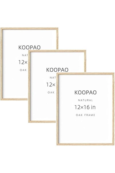 KOOPAO إطار صور خشبي من خشب البلوط مقاس 12×16 بوصة بلون خشبي طبيعي، مجموعة من...