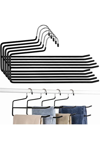 Generic Brand Set de 5 umerașe duble antiderapante pentru pantaloni - Umerașe...