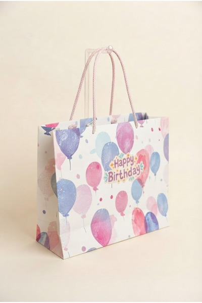 CREAPACK Özel Doğum Günü Tasarım Hediye Poşeti, Happy Birthday Baskılı Karton...