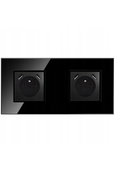 ADELID Priză încastrată cu design dublu, cu încărcător 5V, 2x USB, negru, pre...