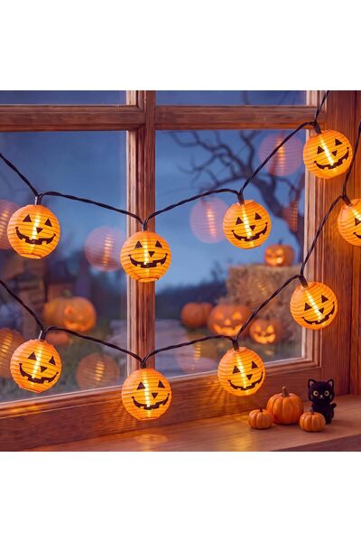 SD WORKS Cadılar Bayramı 20 Led Balkabağı Tasarımı Fener Halloween Pumpkin La...