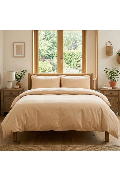 J W SAX Lenjerie de pat 135x200 Bej Bumbac Premium J&W Desert Sand