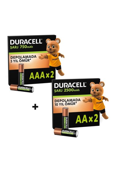 Duracell ŞARJ EDİLEBİLİR AAA İnce Kalem Pil (2'li Paket) – 750 mAh & ŞARJ EDİ...