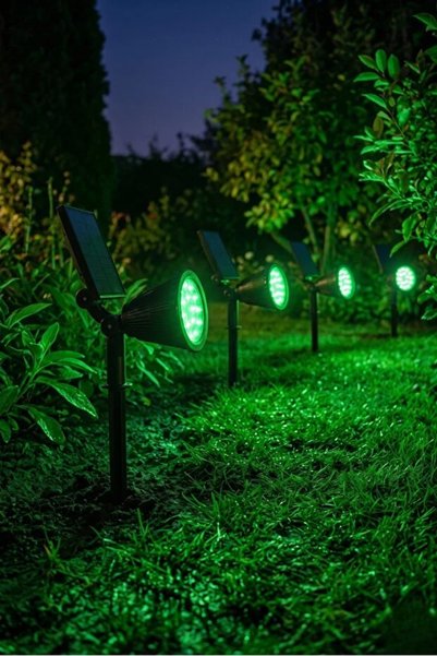 ORVİCA SOLAR GÜNEŞ ENERJİLİ - 10 W YÜKSEK IŞIK ÇİM ARMETÜR YEŞİL RENK BAHÇE AYDINLATMASI