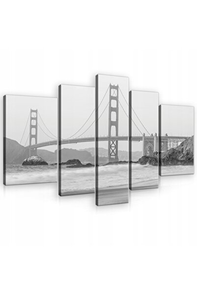 Wallarena Tablou pentru living MOST GREY triptic foto 3D 170x100