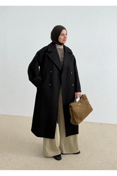 MODA AKSA 0190 ZR MUADİLİ OVERSİZE ASTARLI KABAN siyah