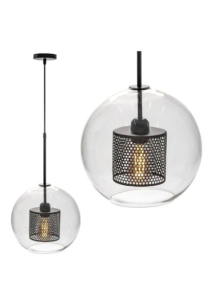 Toolight Γυάλινο Κρεμαστό Φωτιστικό Loft APP558-1CP 25cm Μαύρο