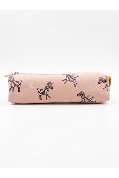 PALTO TASARIM Pembe Zebra Desenli Fermuarlı Kalemlik - Tek Bölmeli Kalemlik K...