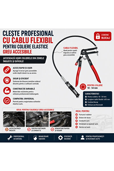 PARADOX SINCE 1992 Cleste pentru coliere furtun auto cu cablu flexibil 18-54 mm