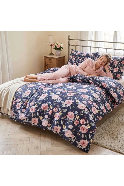 J W SAX 135x200 Lenjerie de pat florală din bumbac premium J&W Night Rose