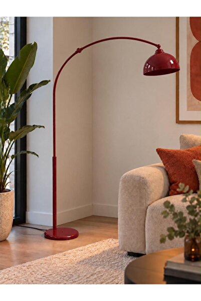 avizade VELORA Bordo Metal Premium Tasarım Ark Kemerli Deve Boyu Lambader Har...