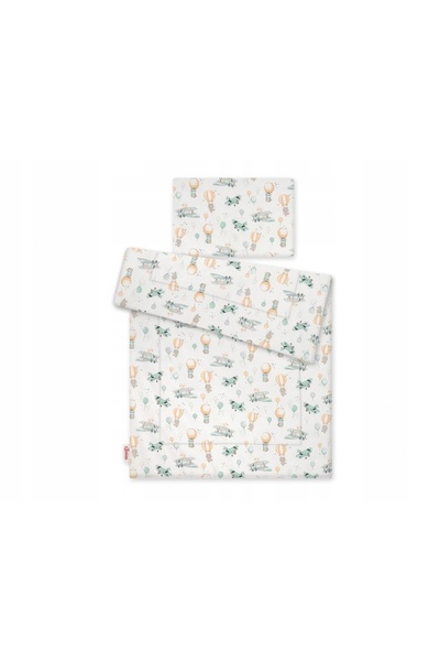 Bobono Set de lenjerie de pat pentru copii cu umplutură 120x90cm - aventură î...