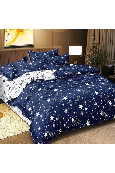 Talis Lenjerie de pat cu elastic 180x200 Star Comet Blue (Bumbac satinat)