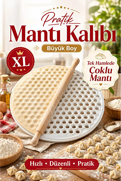 AYGÖREN HOME Pratik 200 Adet Yuvarlak Mantı Kalıbı Büyük Boy Mantımatik Mantı...