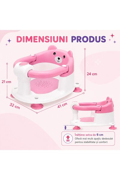 Smart Vibe Κάθισμα Μπάνιου για Μωρά TubbyCub Hug 360 ° Αναδιπλούμενα Μπράτσα ...