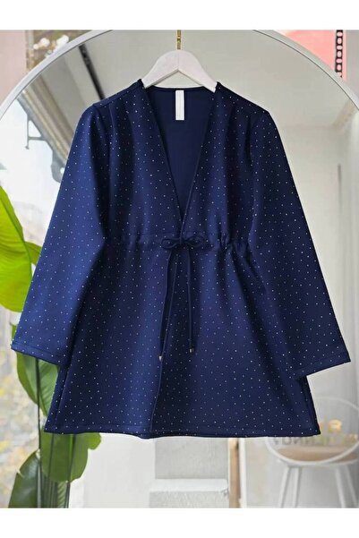 MELEK ARAZ Women's Premium Scuba Stone Embroidered Jacket