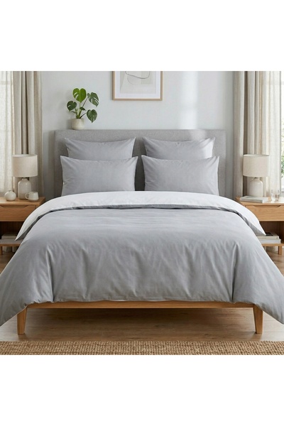 J W SAX Lenjerie de pat 135x200 Gri deschis Alb Bumbac premium J&W Winter Mor...