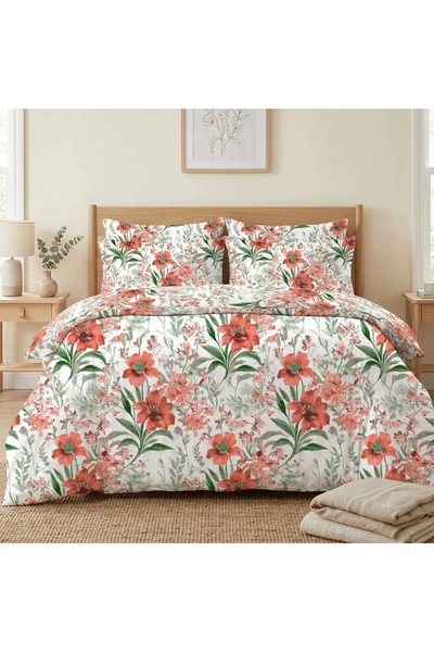 J W SAX Lenjerie de pat 135x200 Cu flori Bumbac Premium J&W Coral Meadow